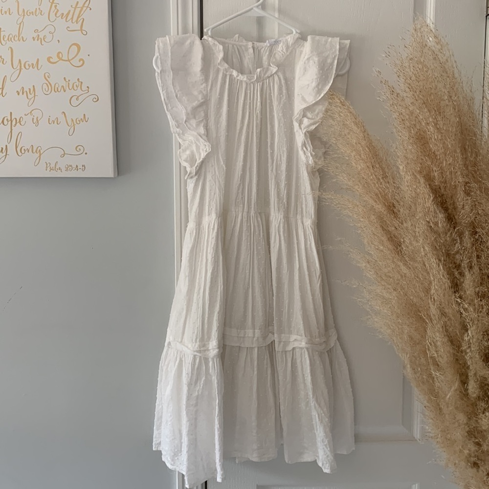 Talulah white eyelet tiered ruffle dress Swiss dots sz S party summer Olivaceous